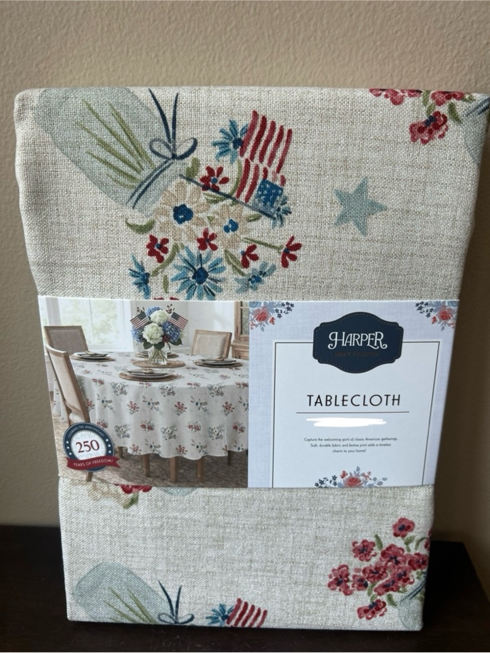 Harper Americana New Tablecloth 60” X102” Oblong July 4th Floral American Flag